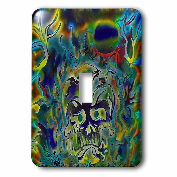 3dRose, Trippy Colors Fire Skull Goth Fantasy Abstract Digital Art, single toggle switch
