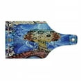 thumbnail image 1 of Trippy Cutting Board, Indie Style Sketchy Retro Tree with Flower Forms on Paisley Backdrop Abstract Image, Tempered Glass Cutting and Serving Board, Wine Bottle Shape, Blue Brown, by Ambesonne, 1 of 1