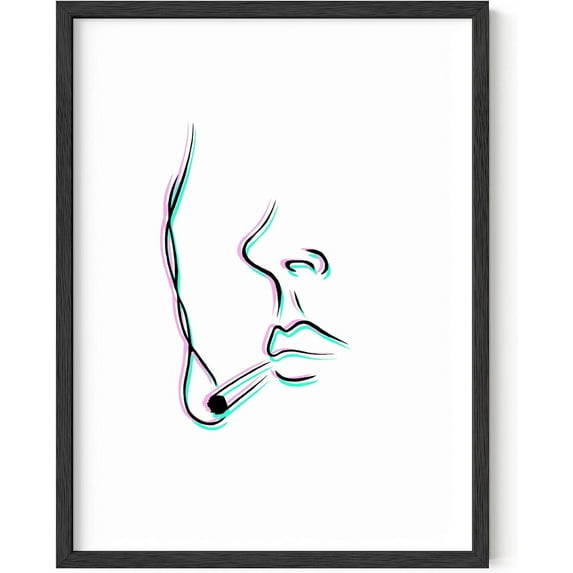 Trippy Dope Art Poster By Haus and Hues | Minimalist Wall Decor, Cool Poster for College Dorm Room Accessories, Pink Room Glam Decor, Apartment Decor for College Girls Smoker (Unframed 12”x16”)