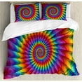 thumbnail image 1 of Trippy Duvet Cover Set Queen Size, Psychedelic Rainbow Spiral in Vibrant Colors Circular Rainbow of Optical Illusion, Decorative 3 Piece Bedding Set with 2 Pillow Shams, Multicolor, by Ambesonne, 1 of 3