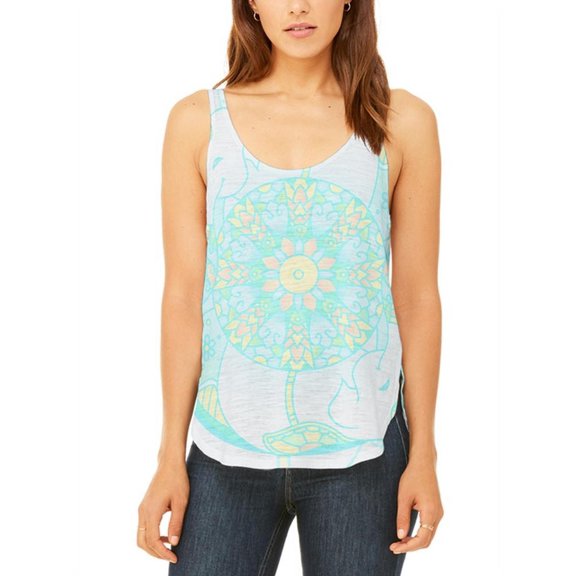 Trippy Elephant Mandala Vintage Juniors Flowy Side Slit Tank Top Multi 2XL