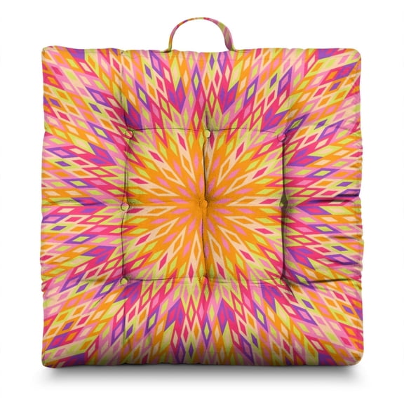 Trippy Floor Cushion for Meditation - Oversized 4.7" Thick Japanese Tatami Mat Seat with Abstract Healing Design, Soft Skin-Friendly Fabric (Dreamy, Spiritual)