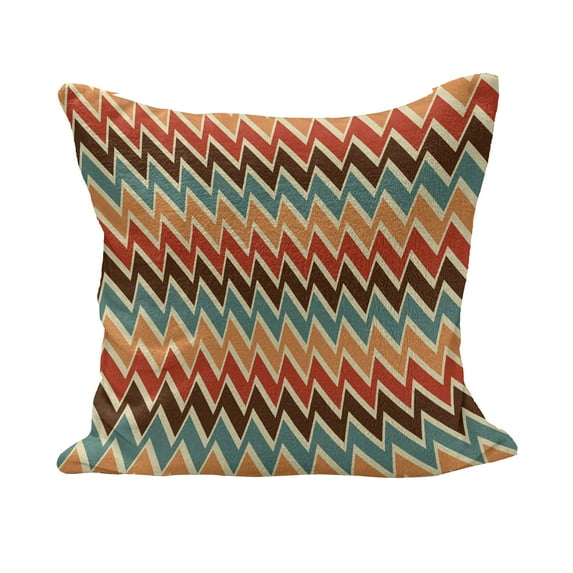 Trippy Fluffy Throw Pillow Cushion Cover, Zig Zags Bohemian Striking Abstract Imaginative Sharp Design, Decorative Square Accent Pillow Case, 26" x 26", Multicolor, by Ambesonne