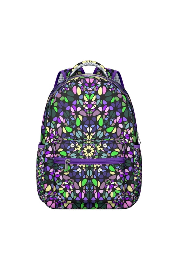 Trippy Geometric School Backpack - Waterproof & Durable Bookbag for Teens, Spiritual Mandala Design, Ergonomic Spinal Support & Organized Compartments