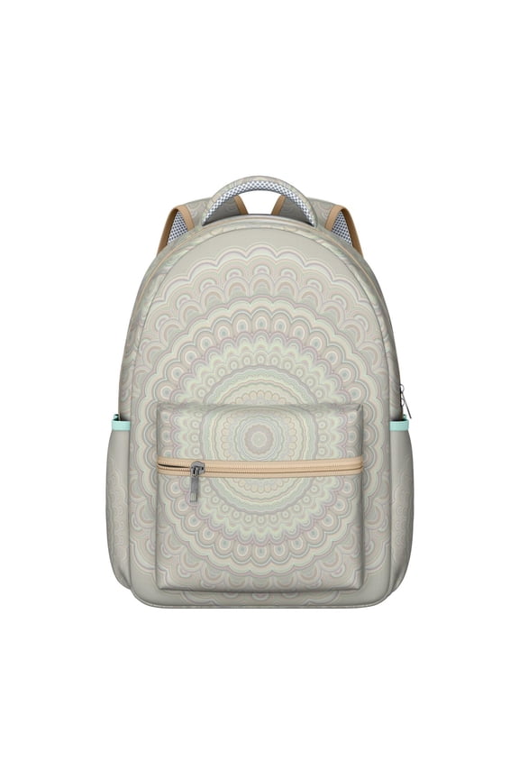 Trippy Geometric School Backpack - Waterproof & Durable Bookbag for Teens, Spiritual Mandala Design, Ergonomic Spinal Support & Organized Compartments
