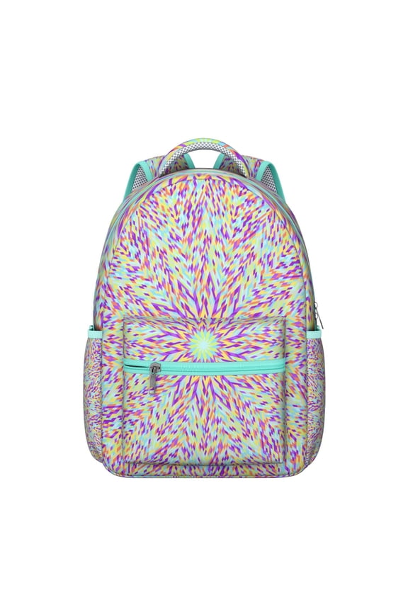 Trippy Geometric School Backpack - Waterproof & Durable Bookbag for Teens, Spiritual Mandala Design, Ergonomic Spinal Support & Organized Compartments