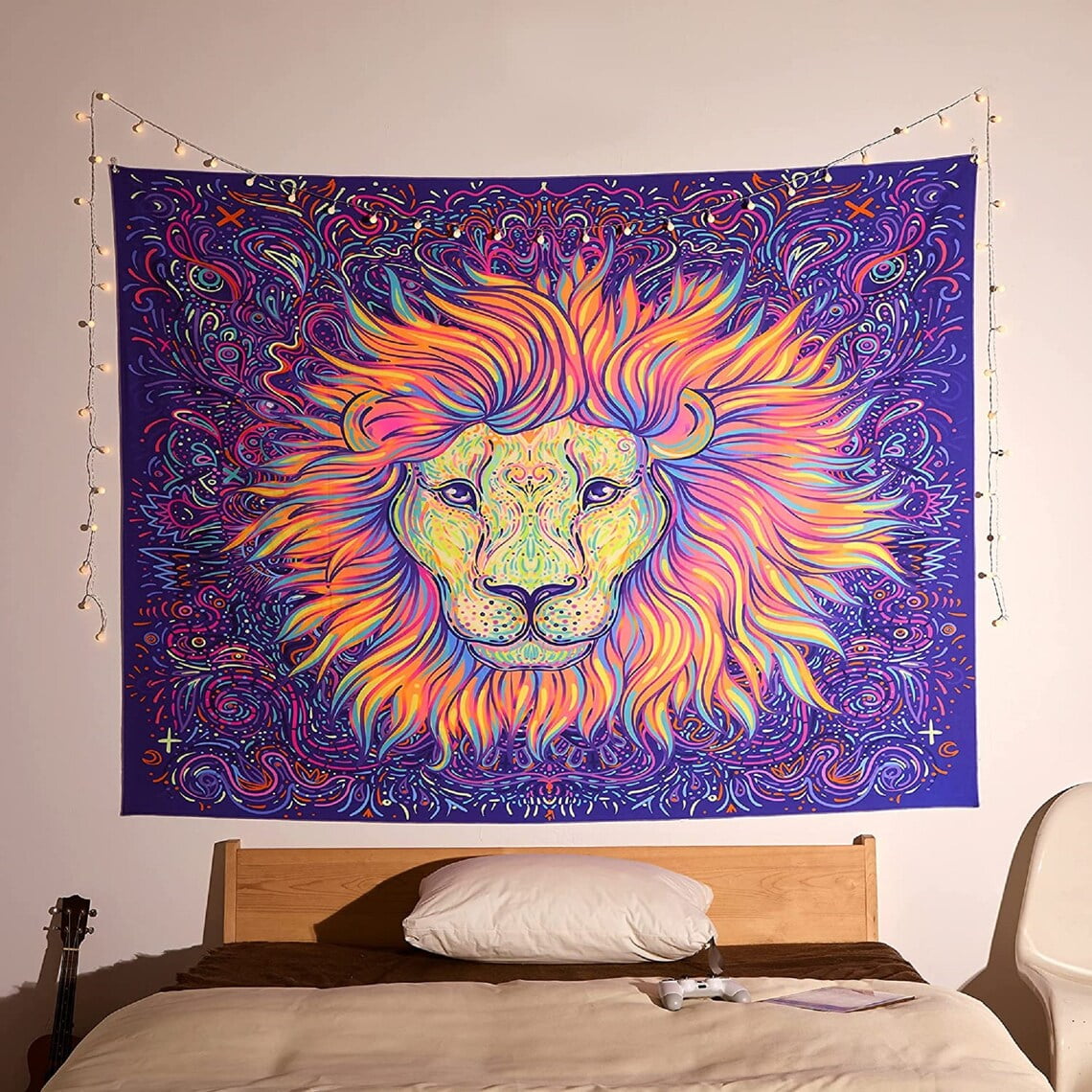 Trippy Lion Tapestry Wall Hanging Purple EpicGadget Aesthetic