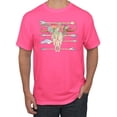 thumbnail image 1 of Trippy Long Horn Cow Skull Fashion Graphic T-Shirt, Neon Pink, 4XL, 1 of 1