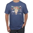 thumbnail image 1 of Trippy Long Horn Cow Skull Fashion Graphic T-Shirt, Vintage Heather Blue, 3XL, 1 of 1