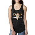 thumbnail image 1 of Trippy Long Horn Cow Skull Fashion Ladies Racerback Tank Top, Black, Small, 1 of 1