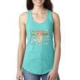 thumbnail image 1 of Trippy Long Horn Cow Skull Fashion Ladies Racerback Tank Top, Tahiti Blue, Large, 1 of 1