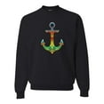 thumbnail image 1 of Trippy Mandala Nautical Colorful Mosaic Anchor | Mens Fashion Crewneck Graphic Sweatshirt, Black, Small, 1 of 4