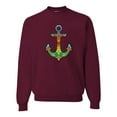 thumbnail image 1 of Trippy Mandala Nautical Colorful Mosaic Anchor | Mens Fashion Crewneck Graphic Sweatshirt, Maroon, X-Large, 1 of 4