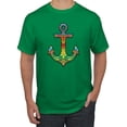 thumbnail image 1 of Trippy Mandala Nautical Colorful Mosaic Anchor | Mens Fashion Graphic T-Shirt, Kelly, 2XL, 1 of 4