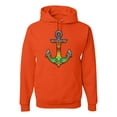 thumbnail image 1 of Trippy Mandala Nautical Colorful Mosaic Anchor | Mens Fashion Hooded Sweatshirt Graphic Hoodie, Orange, 3XL, 1 of 4