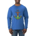 thumbnail image 1 of Trippy Mandala Nautical Colorful Mosaic Anchor | Mens Fashion Long Sleeve T-Shirt, Royal, Small, 1 of 1