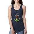 thumbnail image 1 of Trippy Mandala Nautical Colorful Mosaic Anchor | Womens Fashion Jersey Racerback Tank Top, Navy, Large, 1 of 4