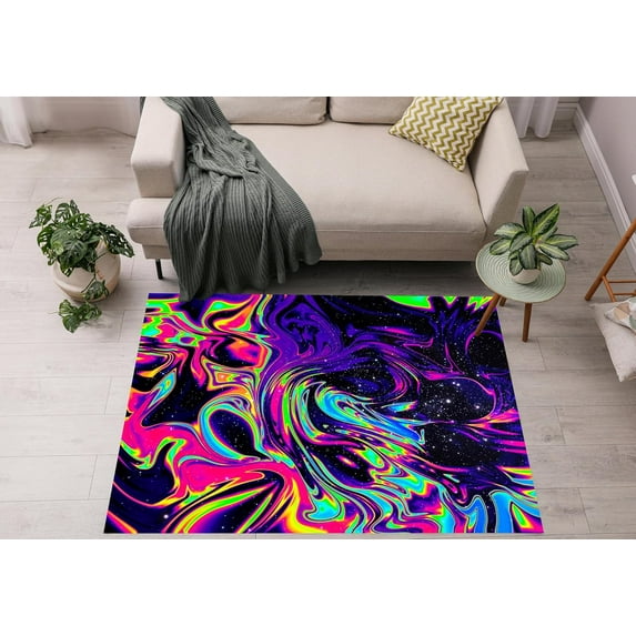 Trippy Marble Swirls Indoor Area Rug,Colorful Swirl Pyschedelic Soft Rugs for Bedroom, Easy Clean Home Decor Low Pile Carpet, Modern Area Rug for Living Room,Kids Room,Bedroom,Office 3x4ft