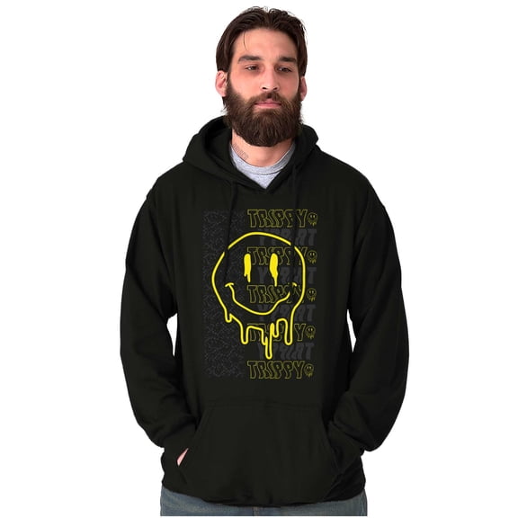 Trippy Melting Dripping Happy Face Unisex Plus Fleece Graphic Hoodie Brisco Brands 5X