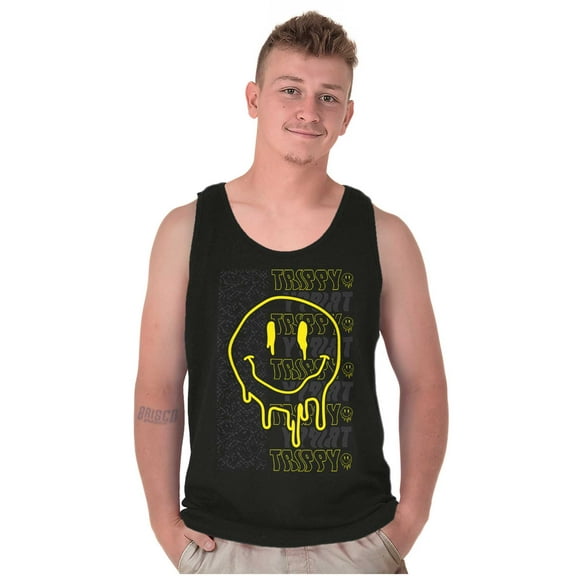 Trippy Melting Dripping Happy Face Tank Top T Shirts Men Women Brisco Brands S