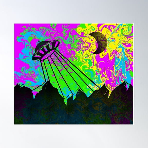Trippy Mountains Poster Wall Art, Modern Wall Decor For Living Room Bedroom, 24x36 UNFRAMED
