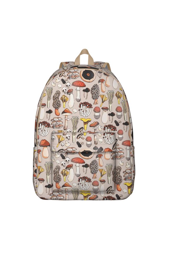 Trippy Mushroom Backpack, Psychedelic Boho Mushroom School Bag with Vintage Magical Forest Woodland Design, Whimsical Fairy Tale Cottagecore Pattern, Aesthetic Gothic Style