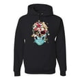 thumbnail image 1 of Trippy Nature Insects Dandellion Skull Fashion Graphic Hoodie Sweatshirt, Black, Small, 1 of 1