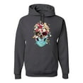 thumbnail image 1 of Trippy Nature Insects Dandellion Skull Fashion Graphic Hoodie Sweatshirt, Charcoal, Medium, 1 of 1
