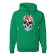 thumbnail image 1 of Trippy Nature Insects Dandellion Skull Fashion Graphic Hoodie Sweatshirt, Kelly, Small, 1 of 1