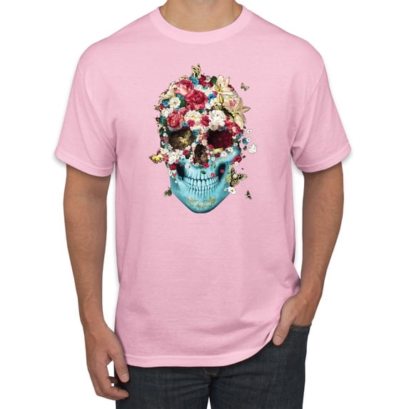 Trippy Nature Insects Dandellion Skull Fashion Graphic T-Shirt, Light Pink, 4XL