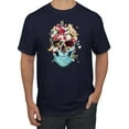 thumbnail image 1 of Trippy Nature Insects Dandellion Skull Fashion Graphic T-Shirt, Navy, 4XL, 1 of 1