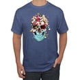 thumbnail image 1 of Trippy Nature Insects Dandellion Skull Fashion Graphic T-Shirt, Vintage Heather Blue, 5XL, 1 of 1