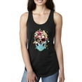 thumbnail image 1 of Trippy Nature Insects Dandellion Skull Fashion Ladies Racerback Tank Top, Black, Small, 1 of 1