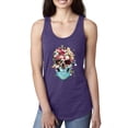 thumbnail image 1 of Trippy Nature Insects Dandellion Skull Fashion Ladies Racerback Tank Top, Purple Rush, Large, 1 of 1