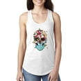 thumbnail image 1 of Trippy Nature Insects Dandellion Skull Fashion Ladies Racerback Tank Top, White, Small, 1 of 1