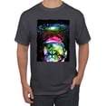 thumbnail image 1 of Trippy Neon Space Astronaut Lunar Cat | Mens Cat Lover Graphic T-Shirt, Charcoal, Medium, 1 of 1