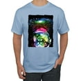 thumbnail image 1 of Trippy Neon Space Astronaut Lunar Cat | Mens Cat Lover Graphic T-Shirt, Light Blue, X-Large, 1 of 1