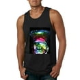 thumbnail image 1 of Trippy Neon Space Astronaut Lunar Cat | Mens Cat Lover Graphic Tank Top, Black, Small, 1 of 4