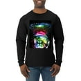 thumbnail image 1 of Trippy Neon Space Astronaut Lunar Cat | Mens Cat Lover Long Sleeve T-Shirt, Black, Small, 1 of 1