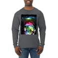 thumbnail image 1 of Trippy Neon Space Astronaut Lunar Cat | Mens Cat Lover Long Sleeve T-Shirt, Charcoal, 3XL, 1 of 1