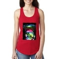 thumbnail image 1 of Trippy Neon Space Astronaut Lunar Cat | Womens Cat Lover Jersey Racerback Tank Top, Red, Large, 1 of 4