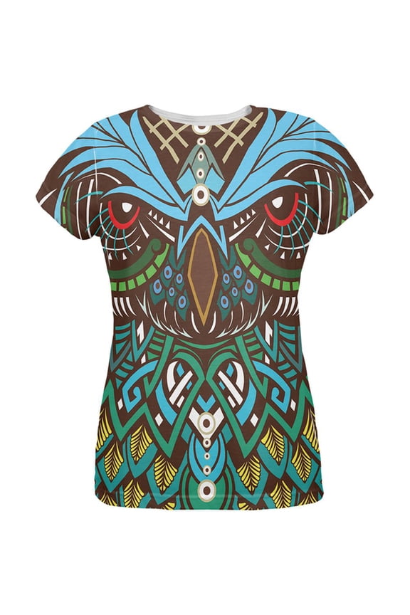 Trippy Owl All Over Womens T-Shirt