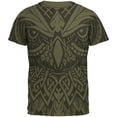 thumbnail image 1 of Trippy Owl Outline Men's Soft T-Shirt Military Green 2XL, 1 of 1