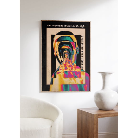 Trippy Psychedelic 70s Retro Gradient Art, Stretched Canvas 12x16in