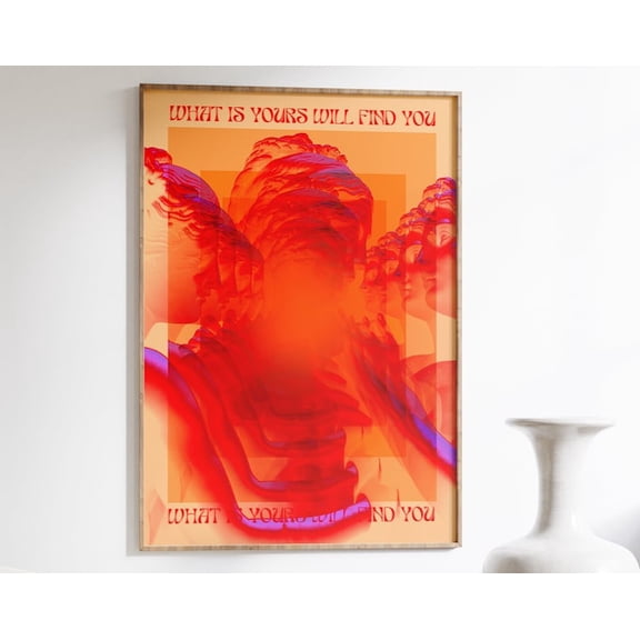 Trippy Psychedelic 70s Retro Gradient Wall Art Print, Unframed Paper Poster 8x10in