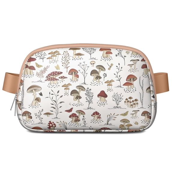 Trippy Psychedelic Mushroom Fanny Pack – Magical Fairy Tale Waist Bag for Women with Waterproof Fabric & Zipper Pockets – Woodland Aesthetic Sling Bag for Bold Outfits