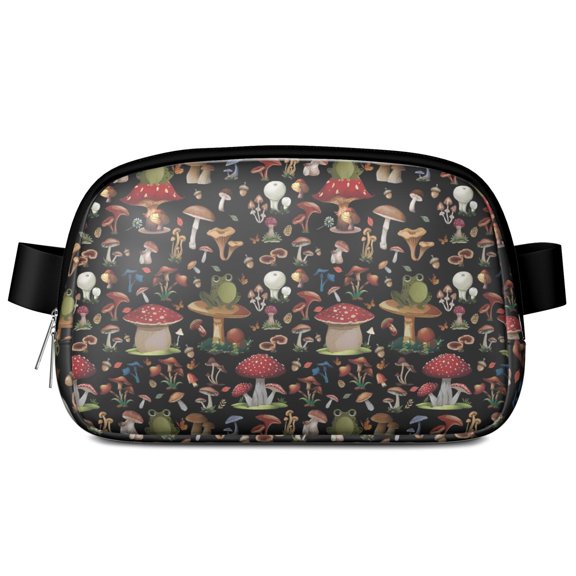 Trippy Psychedelic Mushroom Fanny Pack – Magical Fairy Tale Waist Bag for Women with Waterproof Fabric & Zipper Pockets – Woodland Aesthetic Sling Bag for Bold Outfits