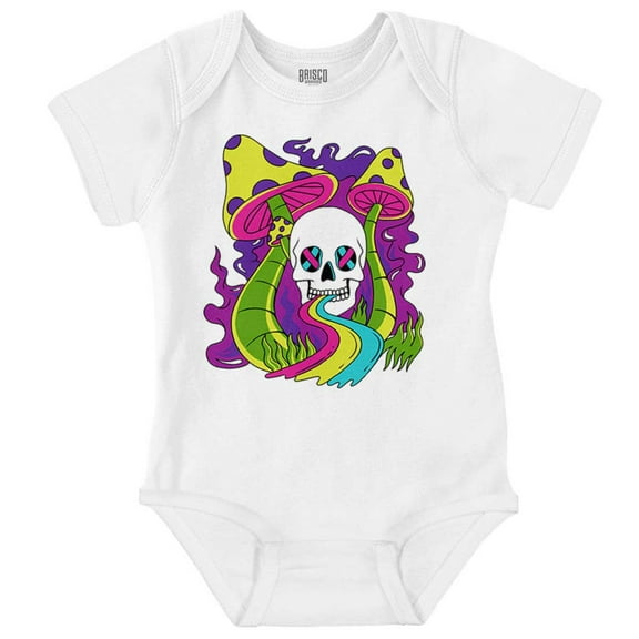 Trippy Psychedelic Mushroom Skull Romper Boys or Girls Infant Baby Brisco Brands 18M