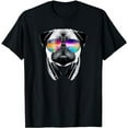 thumbnail image 1 of Trippy Pug Dog Wearing Music Equalizer Sunglasses T-Shirt, 1 of 5