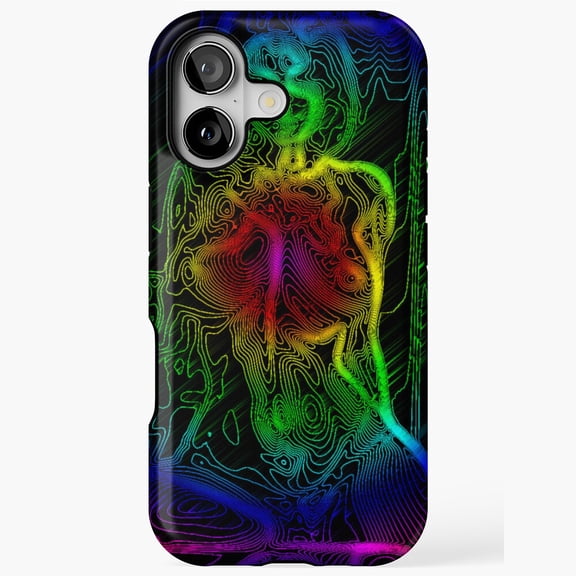 Trippy Rainbow Female Figure Line Vector Art iPhone Case 17 11 12 13 14 15 16 Pro Max